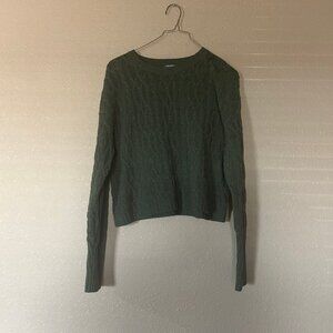 Cropped Olive Green Sweater - Medium